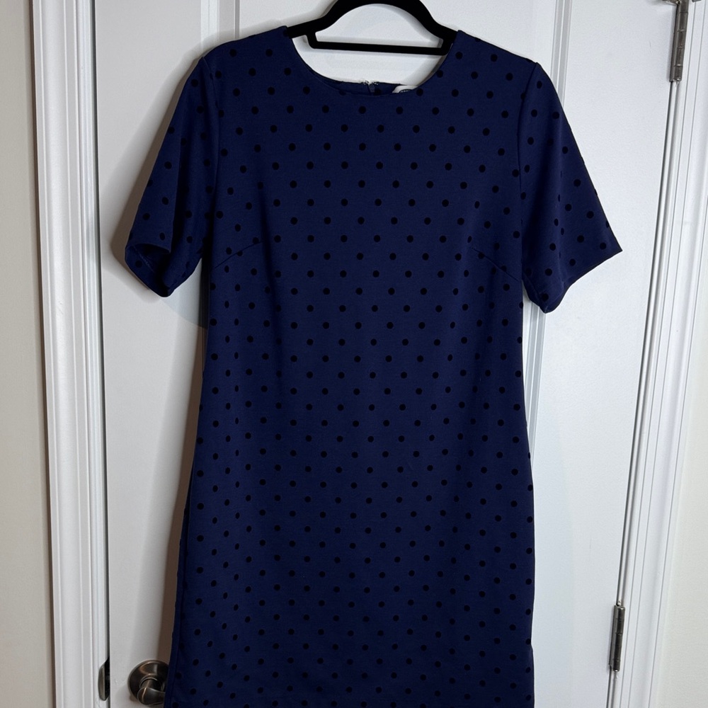 Old Navy Navy Blue Mini Dress with Black Polka Dots